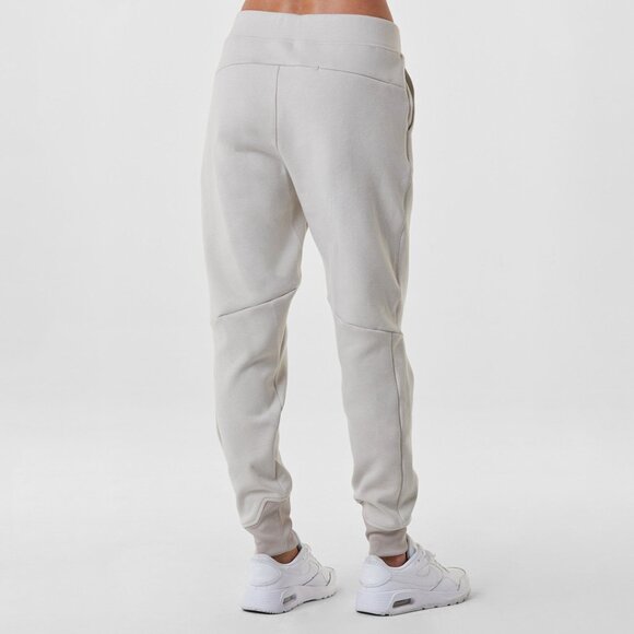 Stone Beige Casual Lounge Sweatpants Ribbed Hem with Light Lime Green Drawstring - Picture 5 of 6